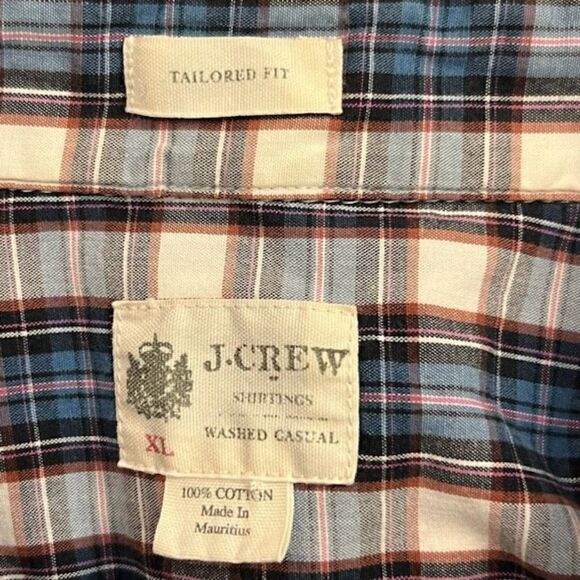 J. Crew Plaid Long Sleeve Casual. Cream, blue and red. Size XL - Picture 2 of 3